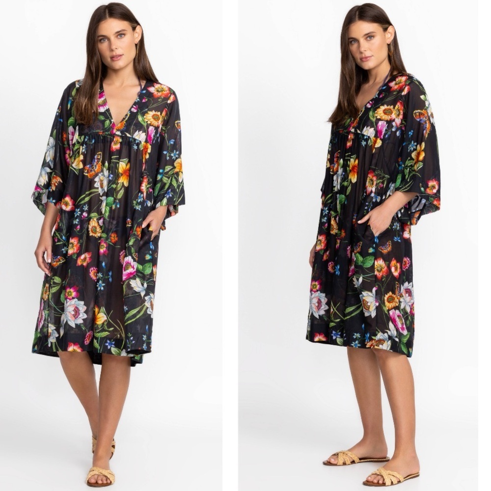 Johnny Was Ombre Garden Easy Cover-Up Dress Floral Lightweight Resortwear SZ XS